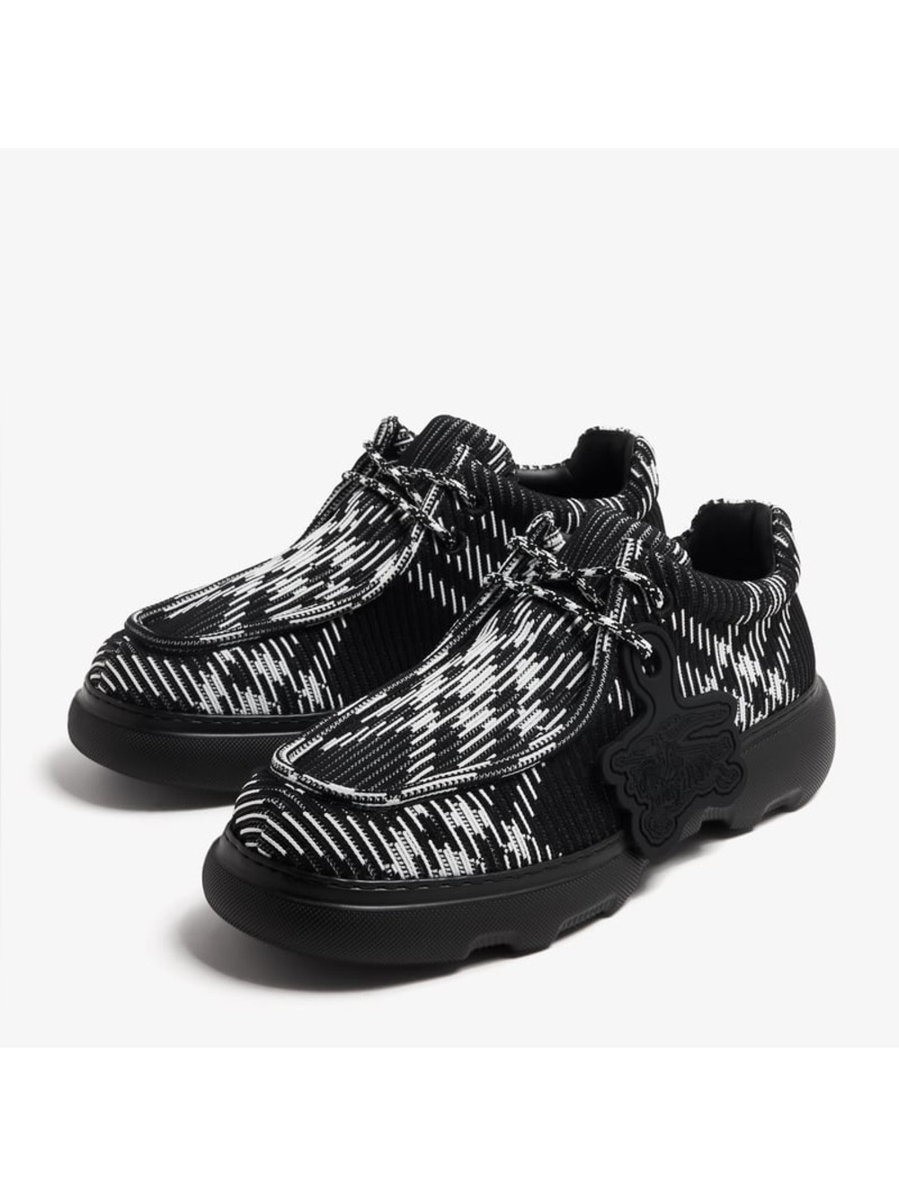 Burberry Creeper Check Woven Lace Up Boots Black Made in Italy, NWT, EU Size 44 - Picture 2 of 16